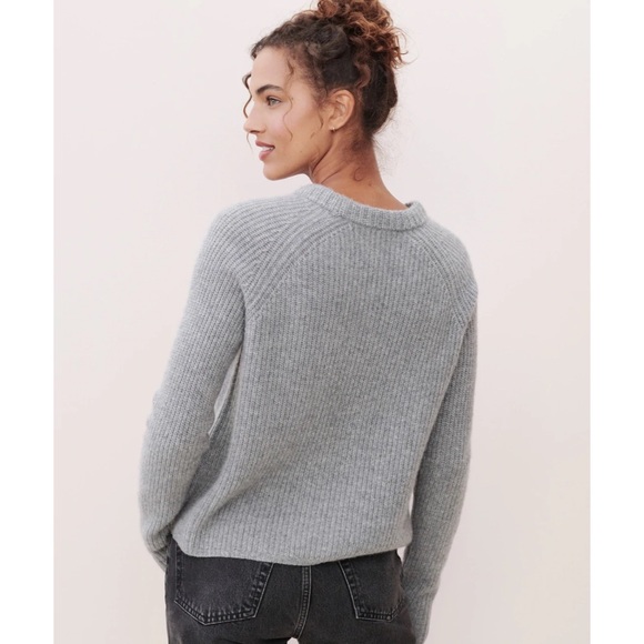 EUC Large JENNI KAYNE Cashmere Fisherman Ribbed Knit Light Gray Sweater - Picture 10 of 10